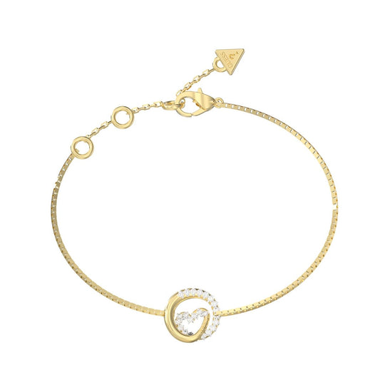 Gouden Guess armband voor dames met elegante sluiting en sprankelende details.