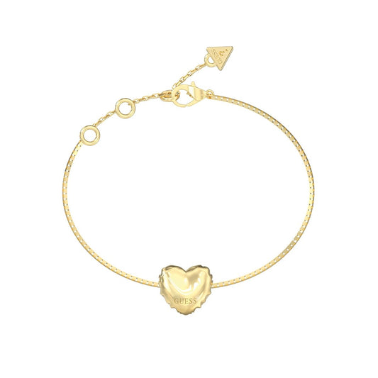 Gouden Guess armband voor dames met een elegante hartvormige sluiting.