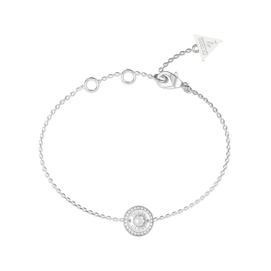 Zilverkleurige Guess armband voor dames met elegante ronde hanger en sluiting.