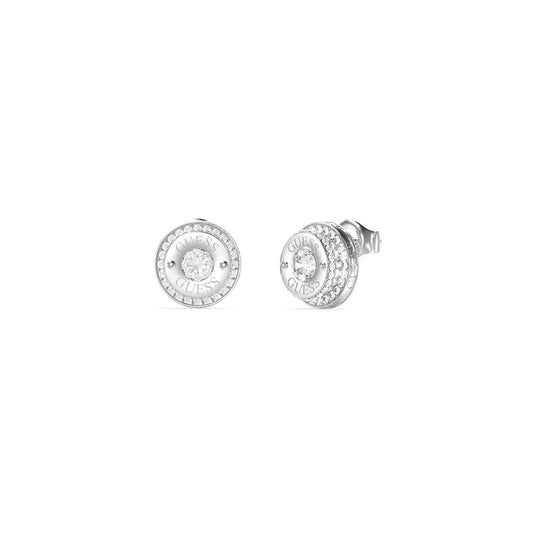 Zilveren Guess oorbellen met elegante, ronde vorm en sprankelende details.