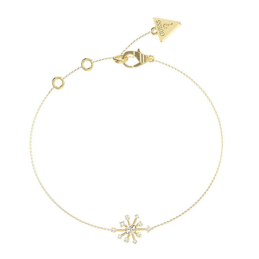 Gouden Guess armband voor dames met elegante stervormige hanger en sprankelende details.