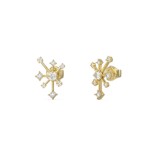 Gouden Guess oorbellen met sprankelende stenen in een elegant, trendy ontwerp.