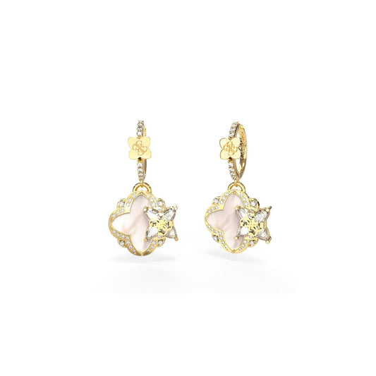 Gouden Guess oorbellen met elegant design en sprankelende details.