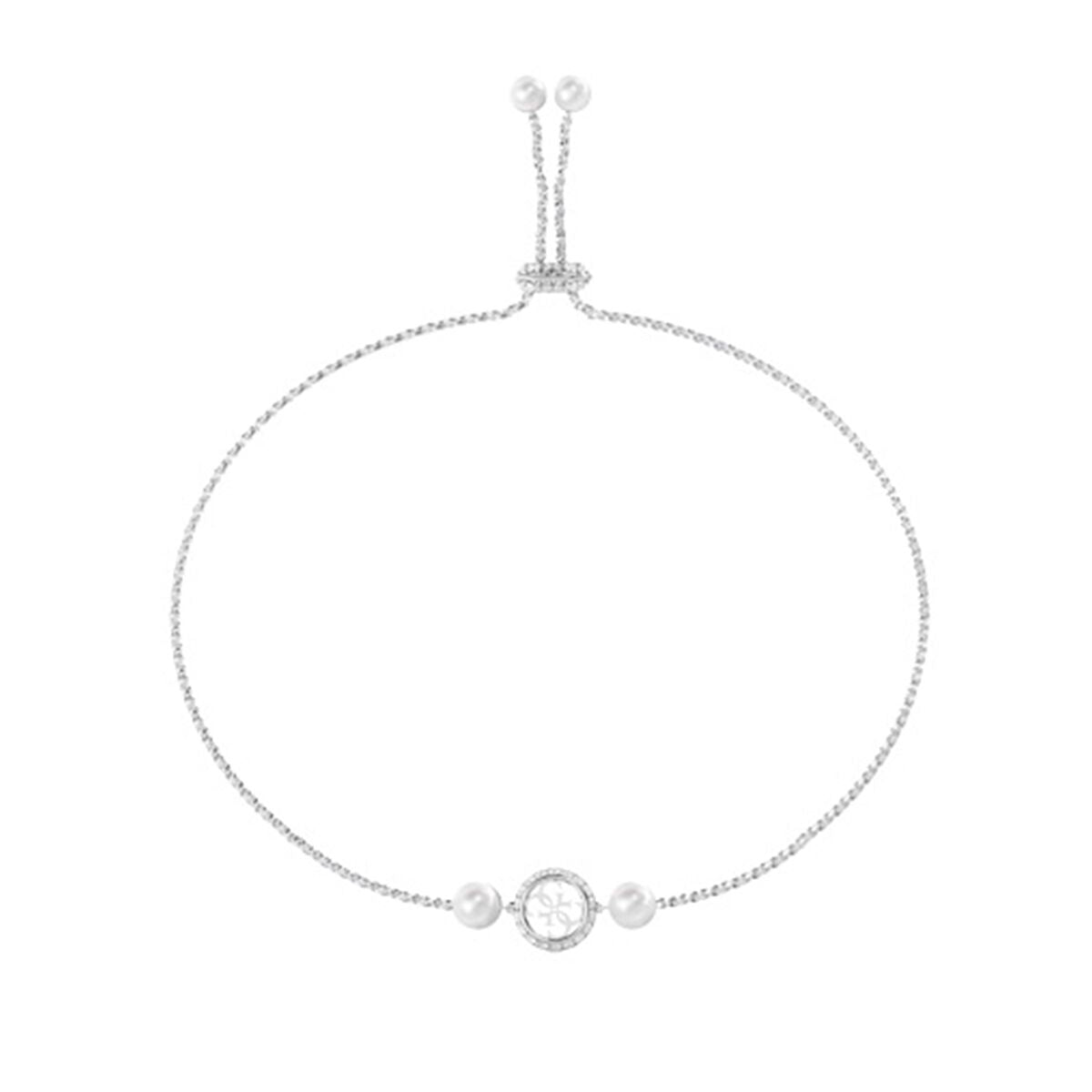Zilverkleurige Guess armband met elegante pareldetails en verfijnde afwerking.