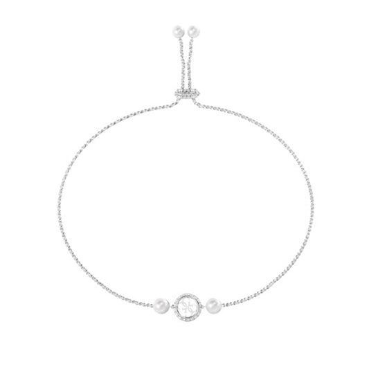 Zilverkleurige Guess armband met elegante pareldetails en verfijnde afwerking.
