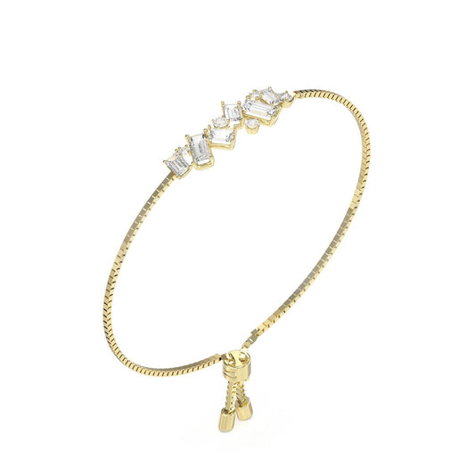 Gouden Guess armband met elegante afwerking en sprankelende details.