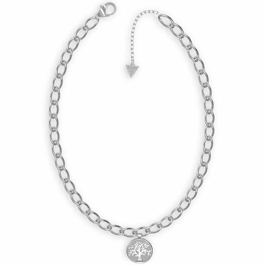 Zilverkleurige Guess ketting voor dames van 40 cm met een elegante schakel en logo-hanger.