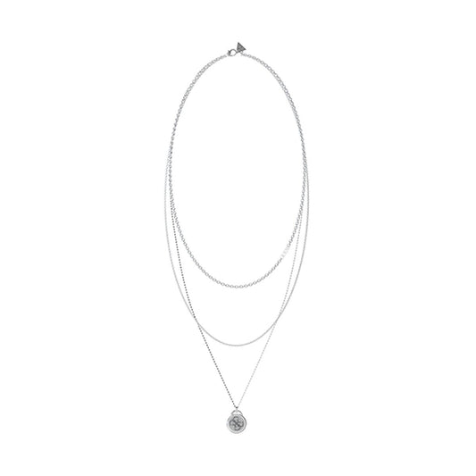 Stijlvolle Guess ketting voor dames met dubbele ketting en ronde hanger.