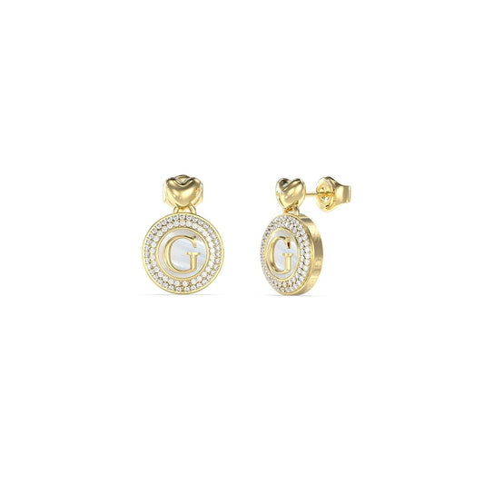Gouden Guess oorbellen met strass, elegant en stijlvol ontwerp.