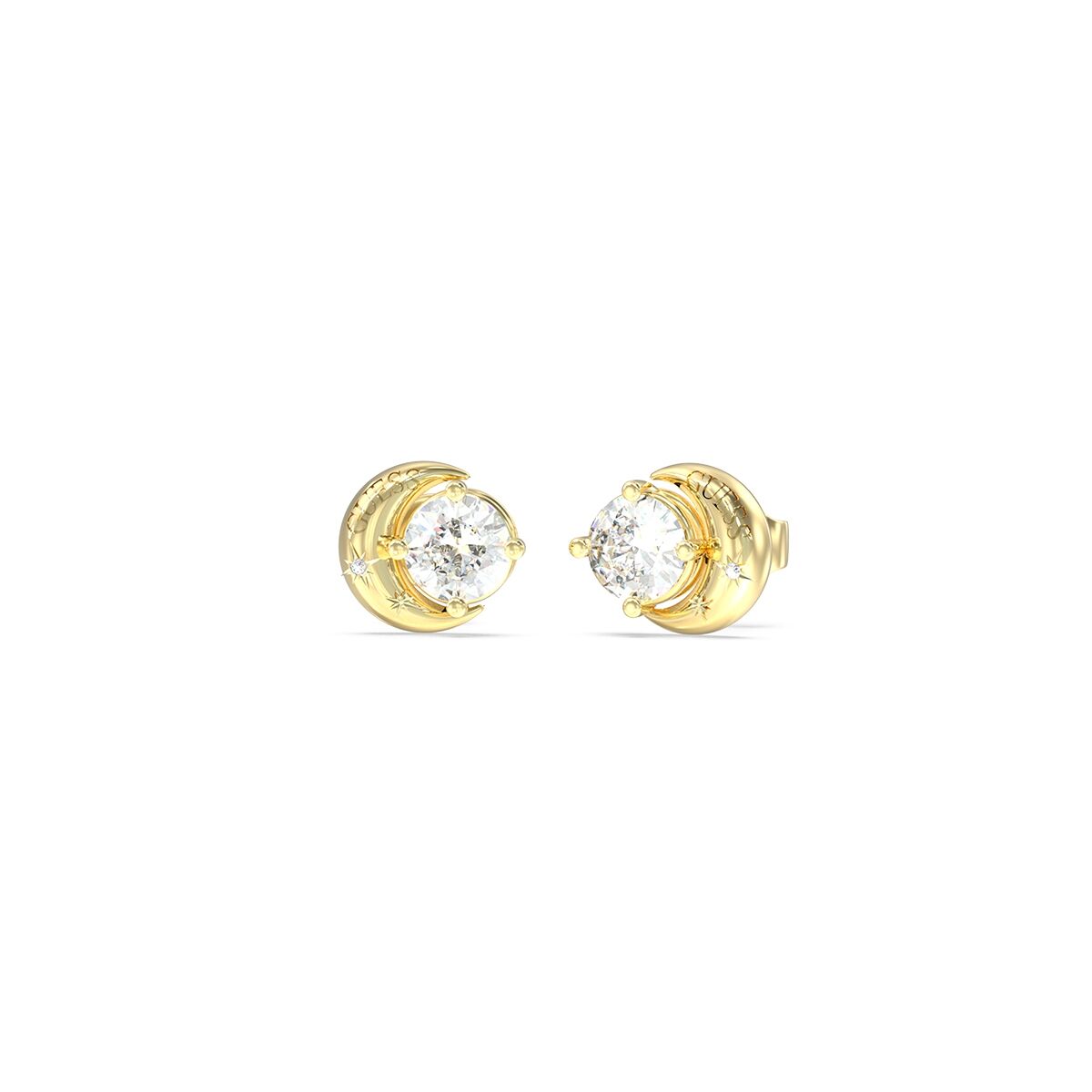 Gouden Guess oorbellen met elegante ronde steentjes en verfijnde afwerking.