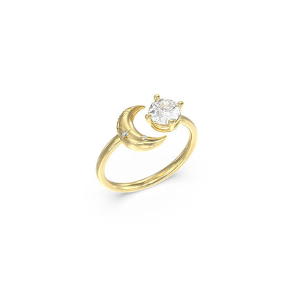 Gouden Guess ring met elegant ontwerp en een stralende steen, zijaanzicht.