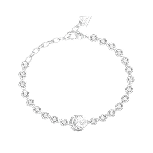 Zilverkleurige Guess armband met elegante schakels en strass details.