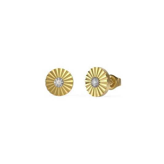Gouden Guess oorbellen met elegante afwerking en stralende steentjes.