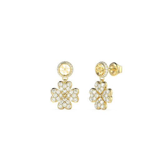 Gouden Guess oorbellen met bloemvorm en sprankelende details voor dames.