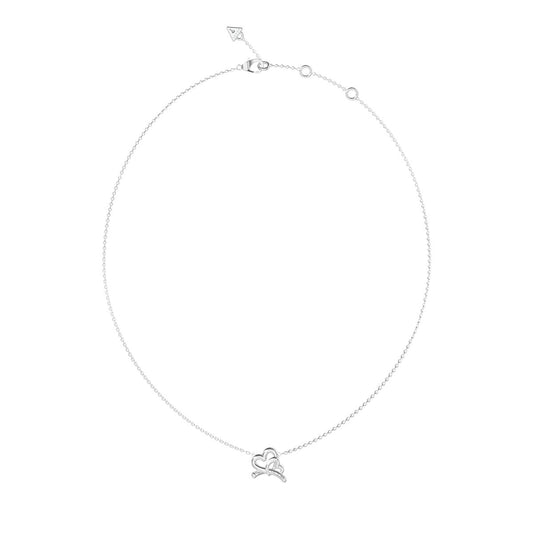 Zilverkleurige Guess ketting met elegant ontwerp en hartvormige hanger.