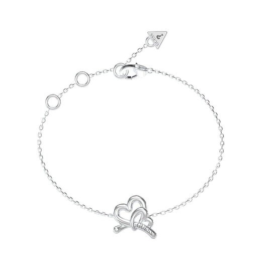 Zilverkleurige Guess armband met elegant hartontwerp en sluiting.