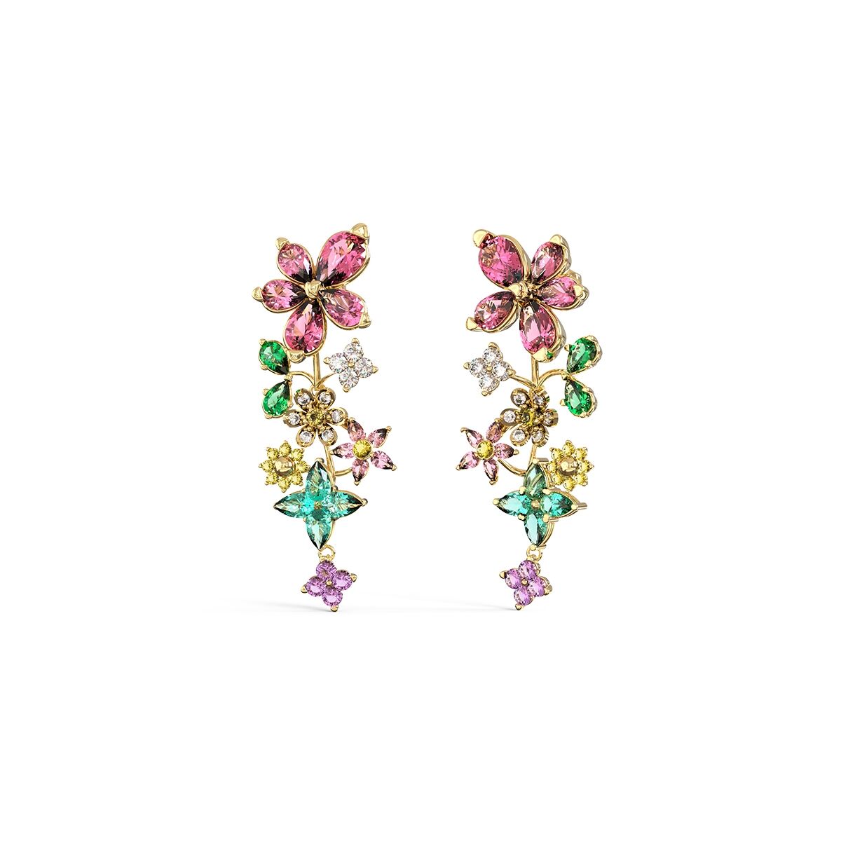Elegante Guess oorbellen met multicolour bloemenontwerp en glinsterende details.