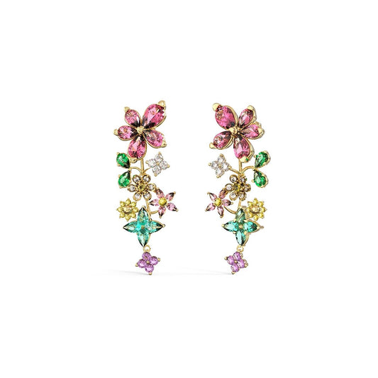 Elegante Guess oorbellen met multicolour bloemenontwerp en glinsterende details.