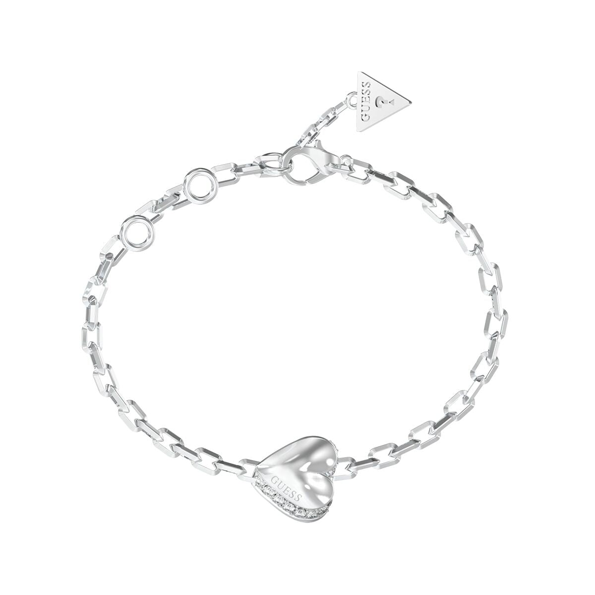 Zilverkleurige Guess armband voor dames met elegante hartvormige hanger.