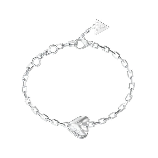 Zilverkleurige Guess armband voor dames met elegante hartvormige hanger.