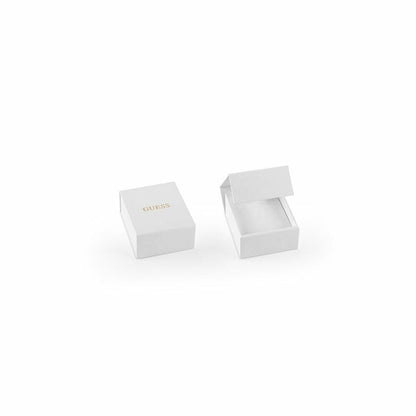 Witte Guess sieradenbox met gouden logo, geopend en gesloten.