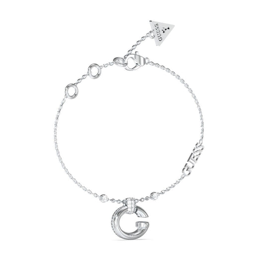 Elegante Guess armband JUBB04519JWRHS met glinsterende details en merklogo.