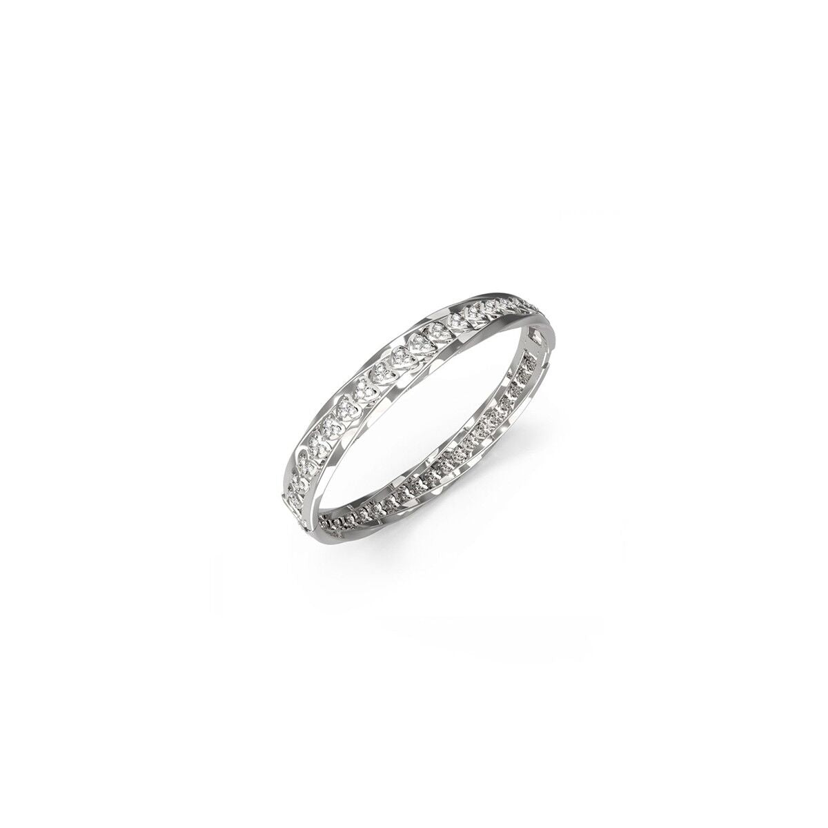 Zilverkleurige Guess ring met elegant ontwerp en sprankelende details.