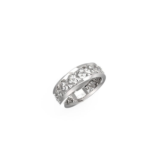 Zilverkleurige Guess ring voor dames met stijlvolle design en glinsterende details.
