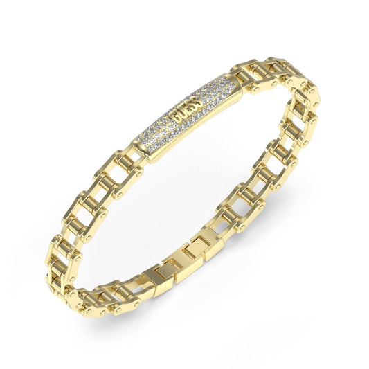 Gouden Guess armband voor dames met elegante details en sprankelende accenten.