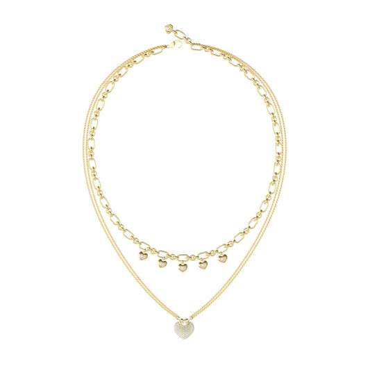 Gouden Guess damesketting met elegante hartvormige hanger en meerdere schakels.