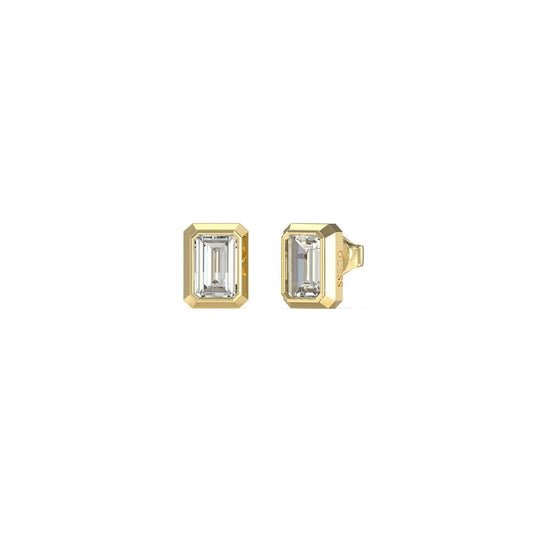 Gouden Guess oorbellen met elegante rechthoekige stenen, perfect voor elke gelegenheid.