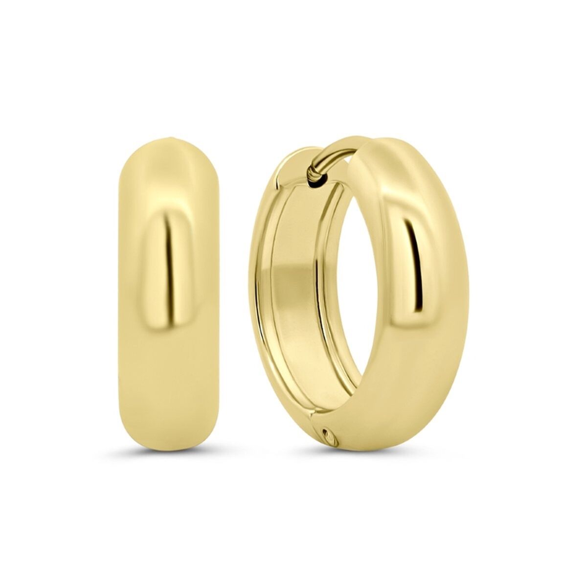 Gouden CO88 Collection oorbellen met een elegante, afgeronde afwerking in zijaanzicht.