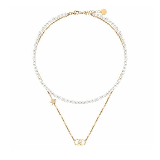 LIU JO gouden ketting met parels en ster, elegant design voor dames.