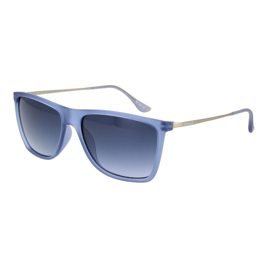 Trendy blauwe Replay zonnebril met UV400 bescherming, schuin zijaanzicht.