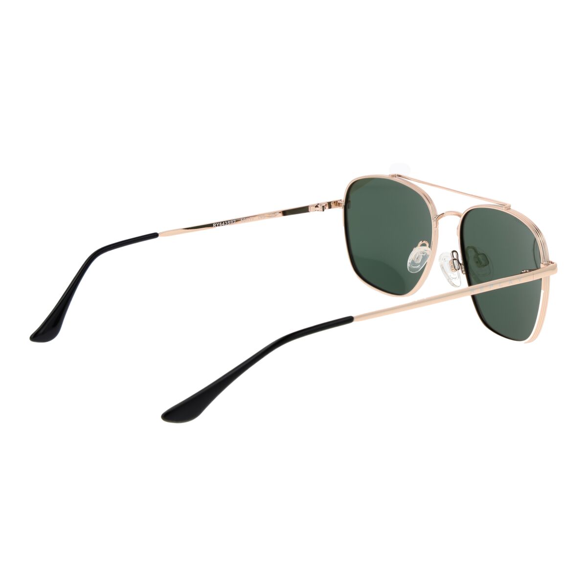 Zijaanzicht van de Replay zonnebril RY643S met groene glazen en gouden montuur.