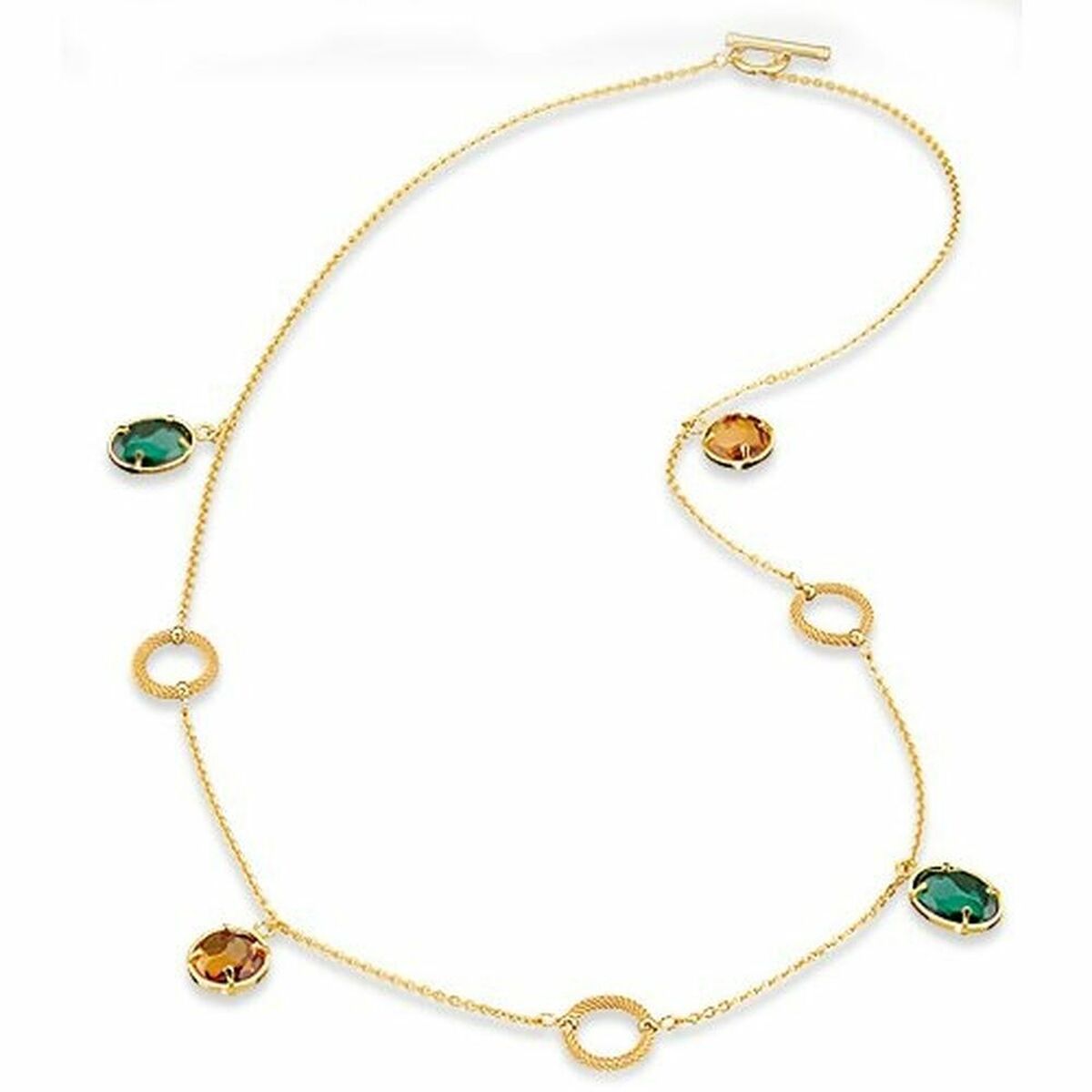 Morellato O601 ketting met elegante gouden schakels en kleurrijke edelstenen.