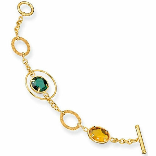 Morellato O603 armband met gouden schakels en groene en gele edelstenen.