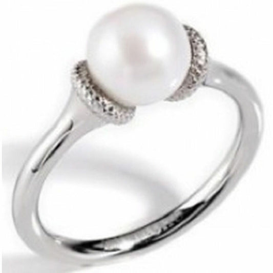 Elegante Morellato ring met een parel en glinsterende details in zilverkleur.
