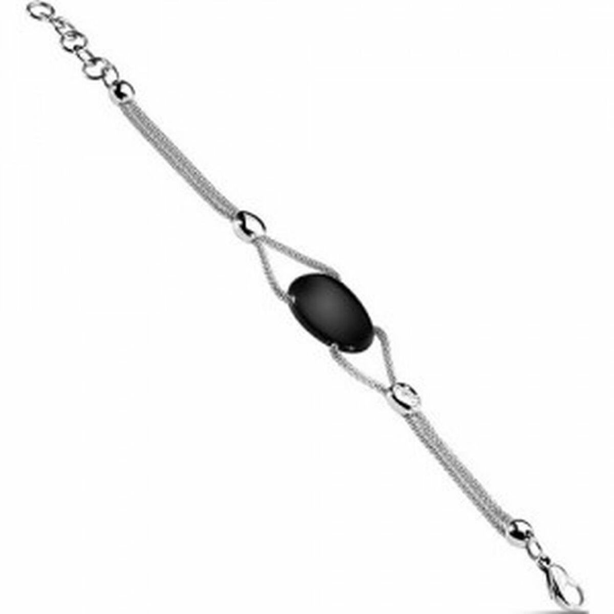 Morellato damesarmband met stijlvol zwart ovaal detail en zilveren schakels.