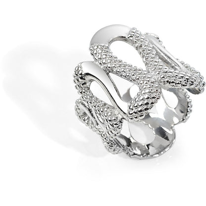 Zilverkleurige Just Cavalli ring met elegant design en verfijnde afwerking.