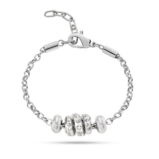 Zilverkleurige Morellato armband met elegante schakel en decoratieve elementen.