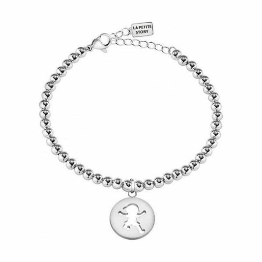 Verstelbare damesarmband van La Petite Story in roestvrij staal met een ronde hanger.
