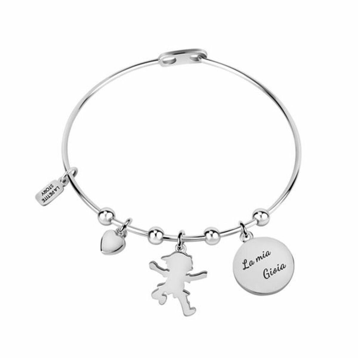 Verstelbare roestvrijstalen armband van La Petite Story met charmante bedels.