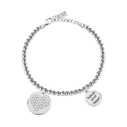 Zilveren La Petite Story armband met hart- en tekstbedel, elegant en lichtgewicht.