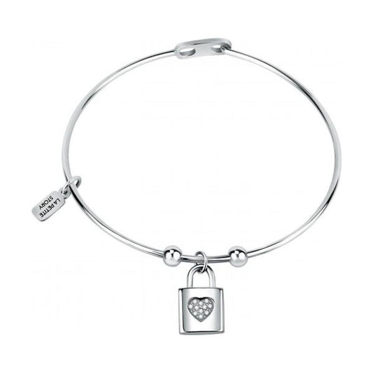 Verstelbare La Petite Story armband van roestvrij staal met een hartvormige slotdetail.