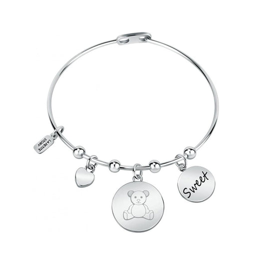 Verstelbare roestvrijstalen armband van La Petite Story met schattige bedels.