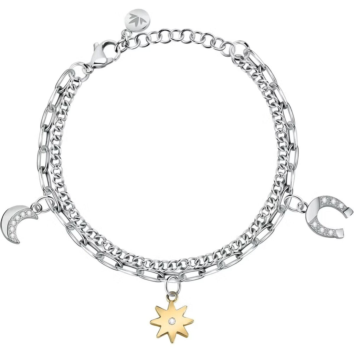 Elegante Morellato TALISMANI armband voor dames in zilverkleurig roestvrij staal met charmante bedels.