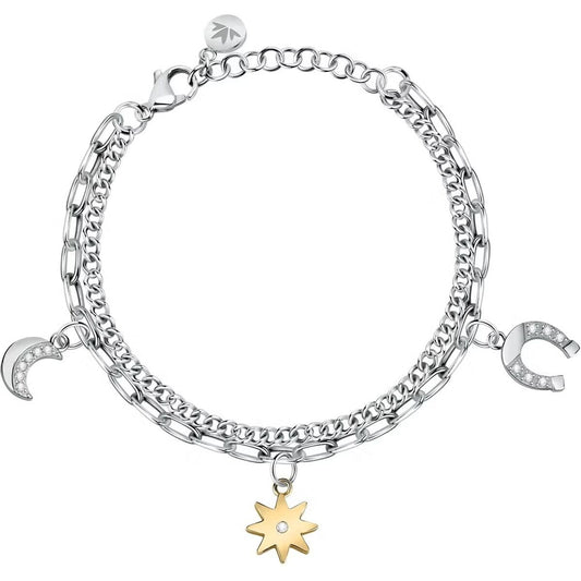 Elegante Morellato TALISMANI armband voor dames in zilverkleurig roestvrij staal met charmante bedels.