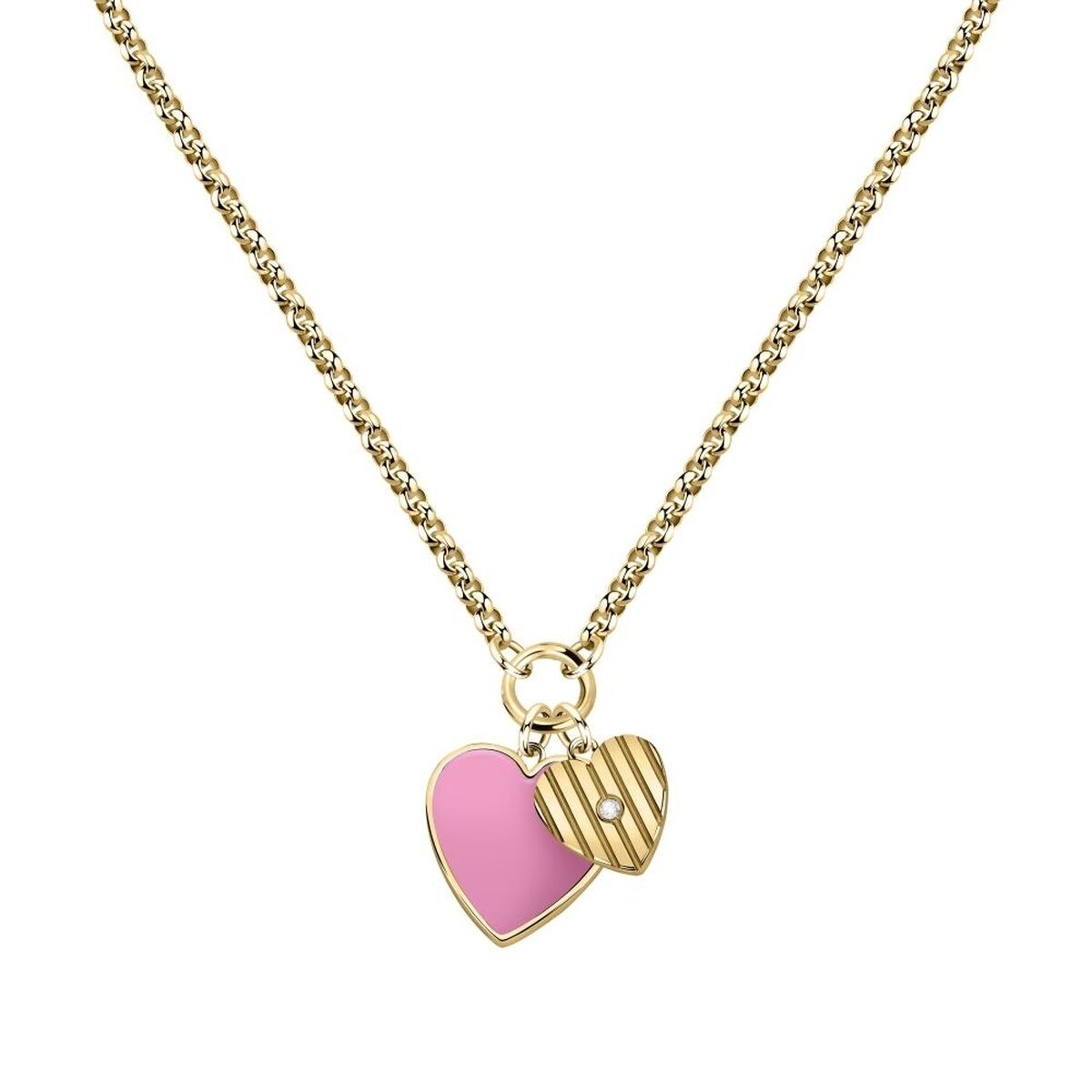 Morellato SAVA02 ketting met gouden ketting en hartvormige hanger in roze en goud.