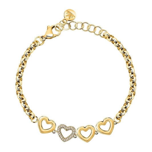 Morellato SAVO26 armband in goud met hartjes en sprankelende details.
